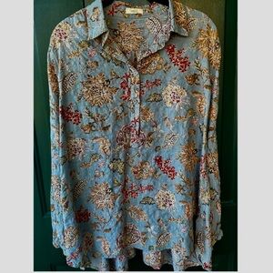 Easel Blue Floral Button Down Shirt